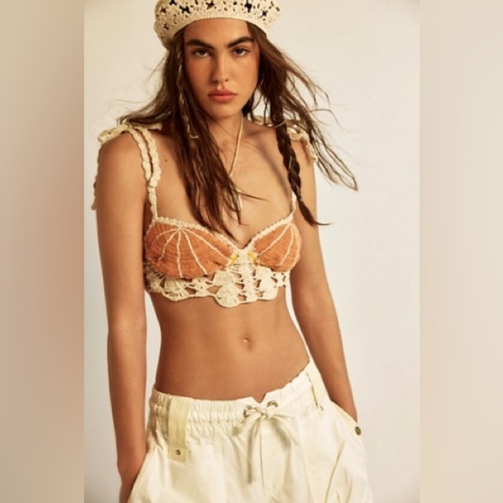 Free People Sweet On You Crochet Bra Beach Vacation Medium